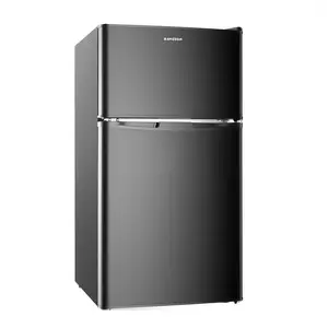 BANGSON 3.2 Cu.Ft Mini Fridge, Double Door Small Refrigerator with Freezer, Adjustable Thermostat, Energy-Efficient, Compact Refrigerator, Quiet Operation, LED Interior Light, Household Appliances, Gift Idea, Christmas Gift