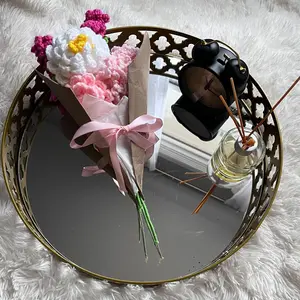 Crochet Flower Bouquet- 2 Lavender, 1 Rose, 1 Carnation, and one Poppy