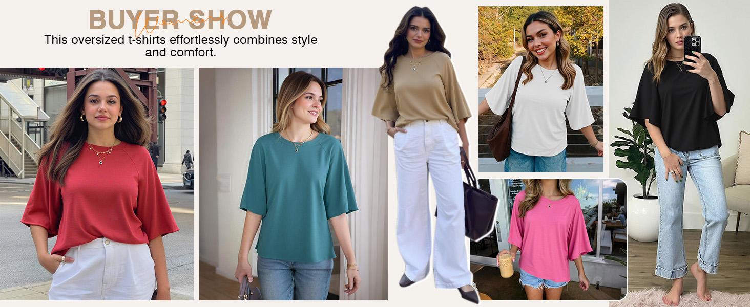 Tankaneo Womens Oversized Half Sleeve T-Shirts Trendy Casual Loose Fit Tops Summer Crew Neck Baggy Shirts Tankaneo Womens Oversized Half Sleeve T-Shirts Trendy Casual Loose Fit Tops Summer Crew Neck Baggy Shirts