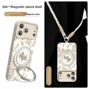 2026 NEW Luxury Embossed Horse Pattern iPhone 17 Pro Max 17 Case Crossbody Lanyard Detachable Wrist Strap 360 Magnetic Stand Slim Fit Shockproof Scratch Resistant Protective Cover