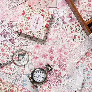 100 Sheets Unique Floral Background Decorative Paper, DIY Journal Scrapbook Material, Embellishment Supplies, Model Xinghao 1