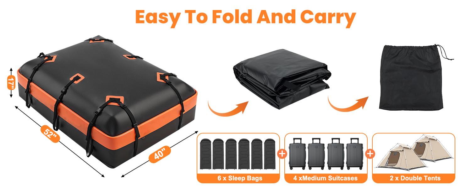 Car Rooftop Cargo Carrier 20 Cubic Feet, Car Roof Waterproof PVC Bag, with Anti-Slip Mat,Combination Luggage Lock, Reinforced Straps & Door Hooks,Fit Vehicles with/Without Roof Racks