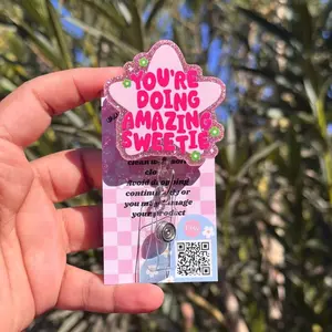 Your doing Amazing sweetie badge reel, glitter badge reel, pink glitter badge reel, custom badge reel, retractable badge reel