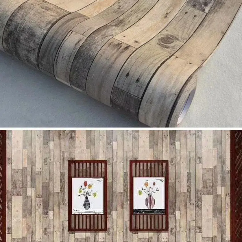 3D Rustic Wood Peel and Stick Wallpaper Self-Adhesive Vinyl Wall Covering Vintage Design