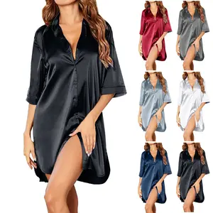 Women's Satin Robe, Solid Color, Smooth Finish, Summer Thin Style, Sexy Short Open-front Bathrobe