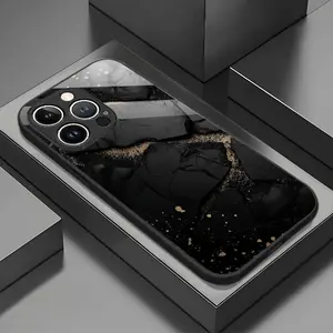 Phone Case: Black Gray Textured Creative Design Black Tempered Glass Phone Case Suitable for iphone17 17Air 16 Pro 15 Promax 14 Plus 13 12 11