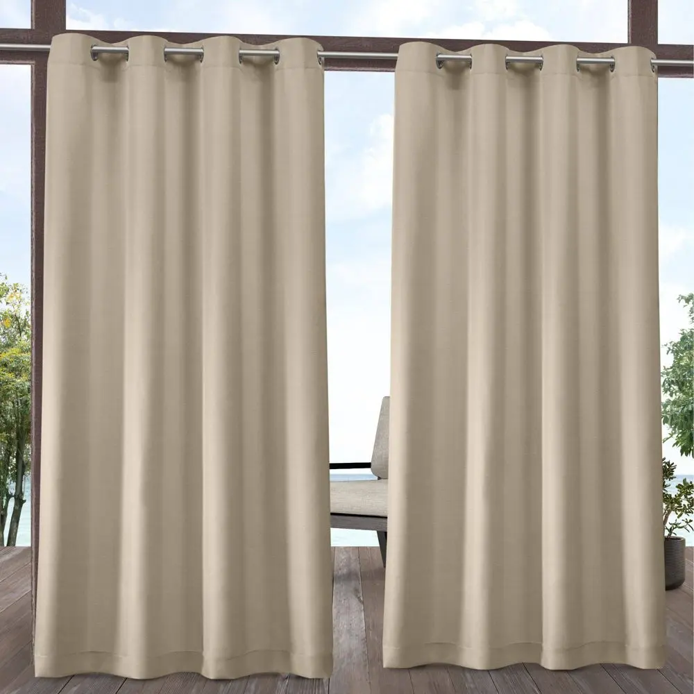 Set of 2 (108"x54") Outdoor Solid Cabana Grommet Top Light Filtering Curtain