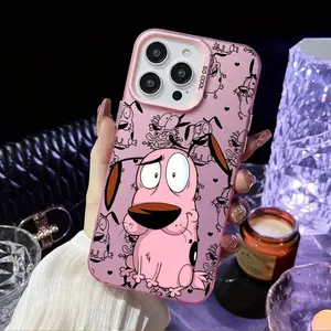 Cartoon Courage the Cowardly Dog Smartphone Casing, Anti-Drop Frosted Back Cover Phone Accessory for iPhone 17,16,15,14,13,12,11 Pro Max,X,XSMAX,8,7 Plus, Handheld/Cellphone Case Gift for Friends & Yourself