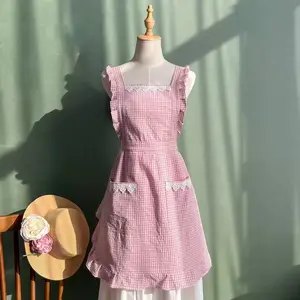 Cotton apron lace pattern full coverage garden apron, suitable for florist shop and home use, can be used as a Mother's Day gift to surprise mom