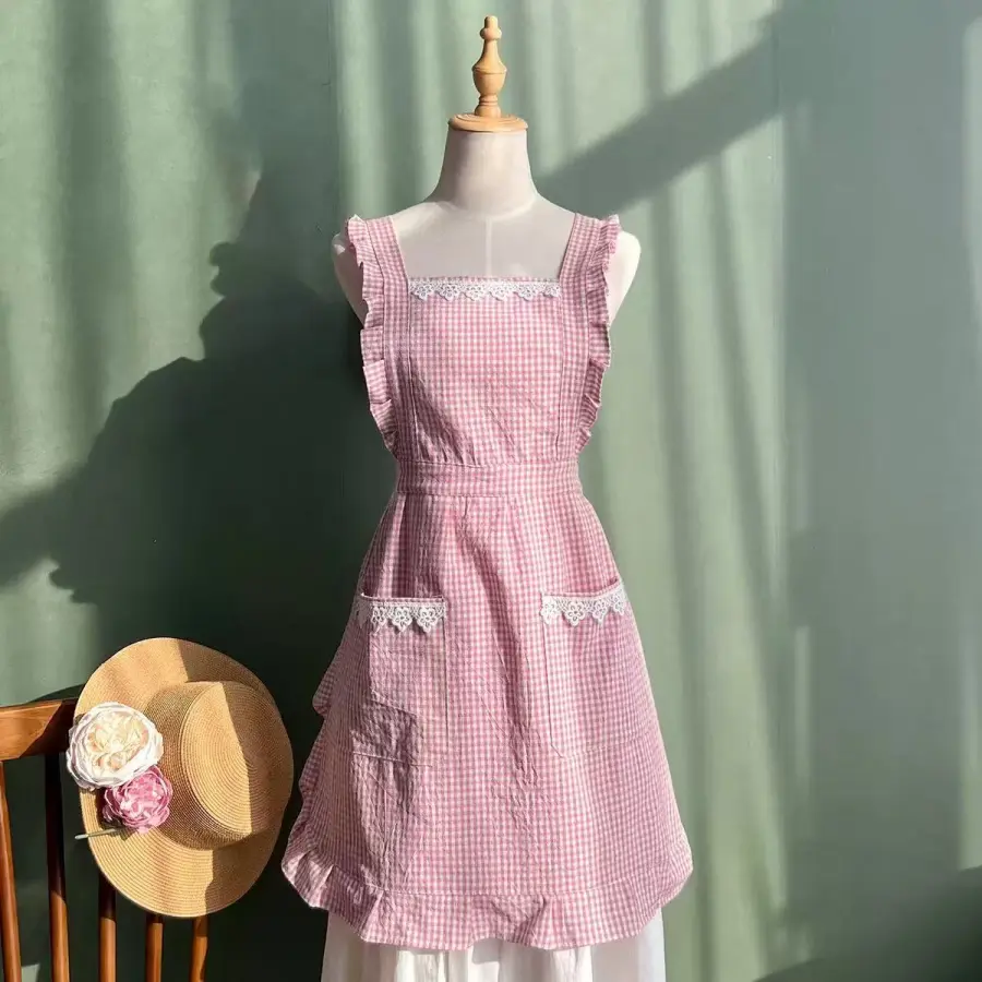 Cotton apron lace pattern full coverage garden apron, suitable for florist shop and home use, can be used as a Mother's Day gift to surprise mom