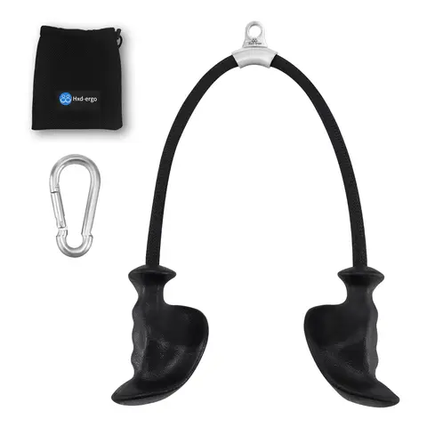 HXD-ERGO Ergonomic Tricep Rope - Unisex Weight Training Equipment, Non-Slip Sturdy Rubber Ends, 304 Steel Buckle, 950 lbs Load Capacity, TPE Sweat-Proof Rubber, Universal for Beginners’ Gym Machine Attachments (3 Colors)