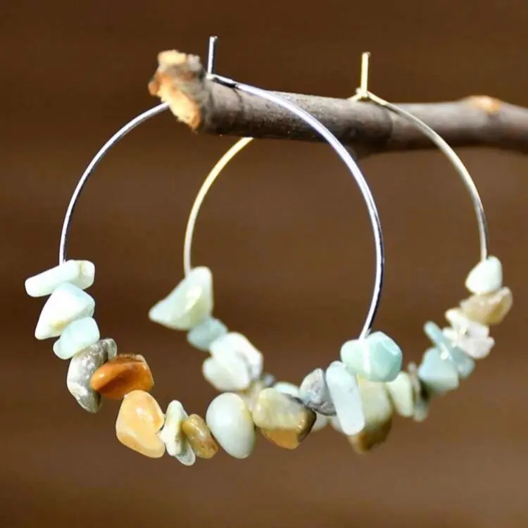 Amazonite Hoop Earrings