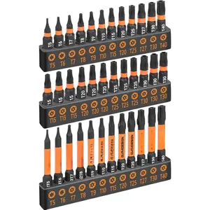 36- Torx Bit Set, Tamper Resistant  Bits Set, Torx Bit Set, T5 - T40, S2 Steel, 1"" and 2.38"" Long, Black, LY024