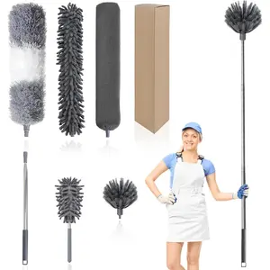 Ceiling Fan Cleaner Duster,Extendable High Duster with 2m Retractable Pole and Washable Microfiber Heads, Ideal for  and Commercial Cleaning in Hard-to- Areas (6)