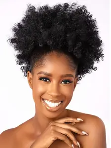 12 Inch Afro Puff Kinky Coily Hair Bun for Women, Short Afro Kinky Coily Synthetic Extension, Synthetic Hair Extensions for Daily
