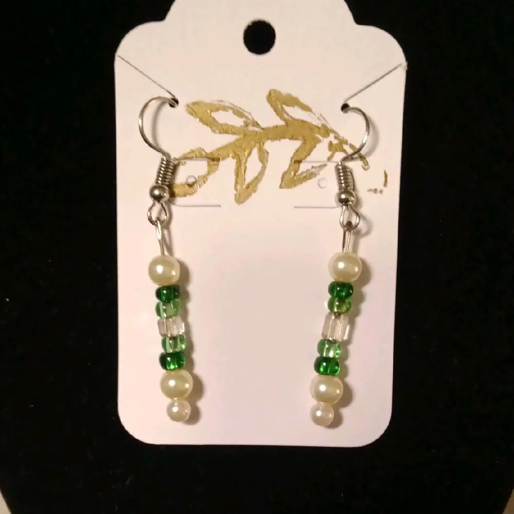 Elegant Handcrafted Green Bead Costume Earrings for Adults, Ideal for Birthday Occasions
