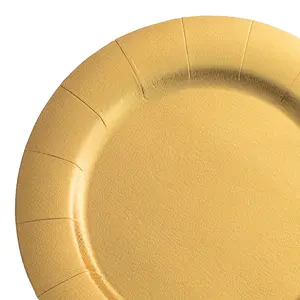 Gold Round Disposable Paper Charger Plates (13")