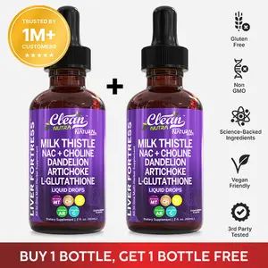 Clean Nutra BOGO | Milk Thistle, NAC, Dandelion Extract, Artichoke, & Chanca Piedra Liquid Drops for Liver Cleanse Detox & Repair Supplement - Liver Fortress