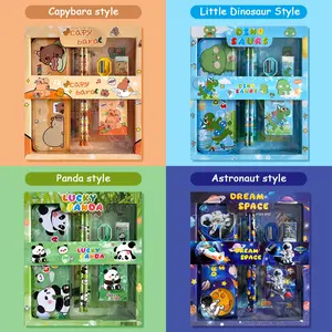 Teeny Baby Cartoon Stationery Set, Includes Cute Panda Rabbit Dog Designs, Pencils Ruler Eraser Sharpener Notebook, School Supplies