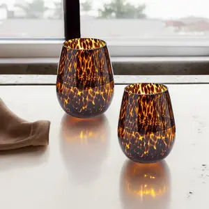 Tortoise Print Stemless Wine Glass