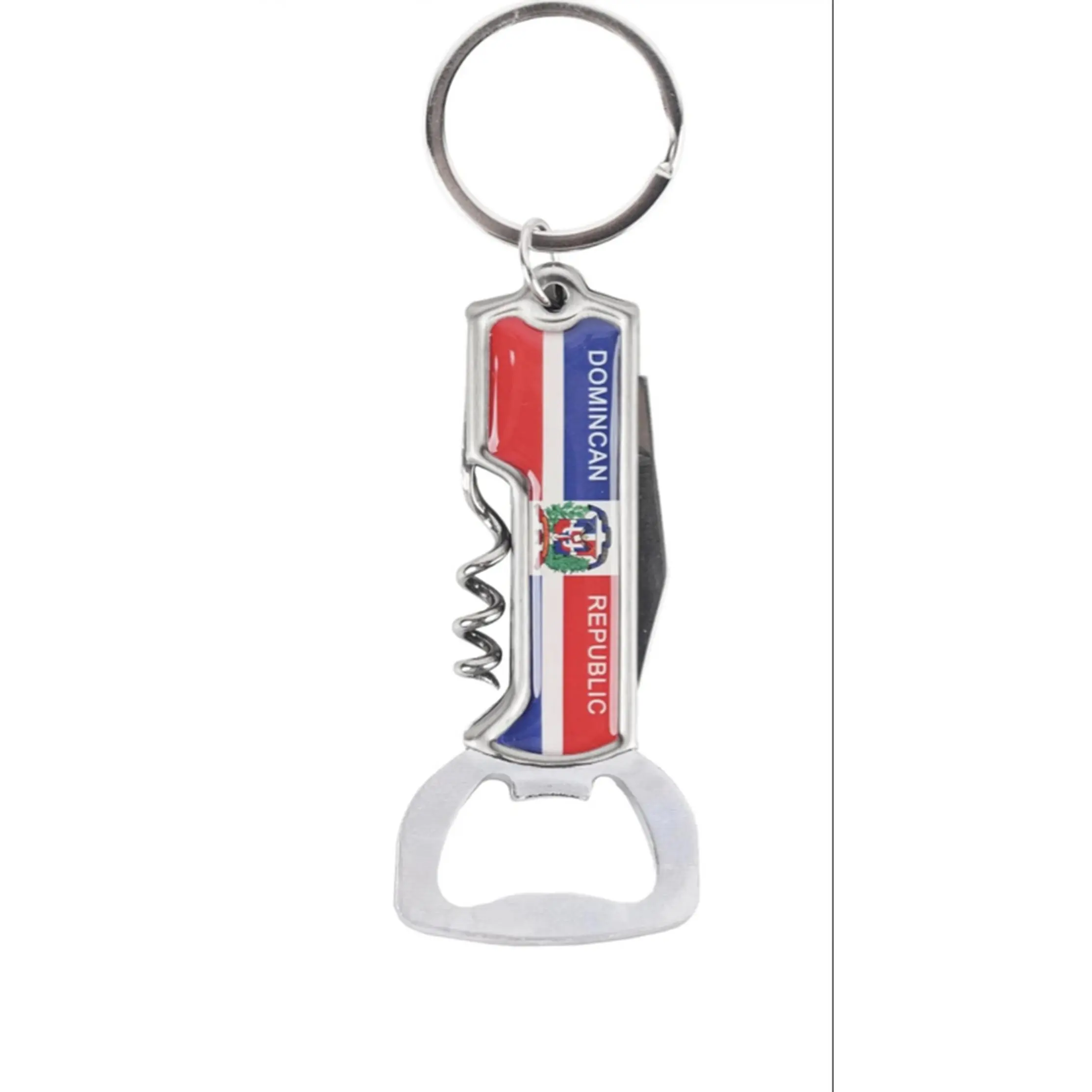 Dominican Republic Souvenir Multi-Tool Keychain with Bottle Opener, Foldable Knife, and Corkscrew - Perfect Gift