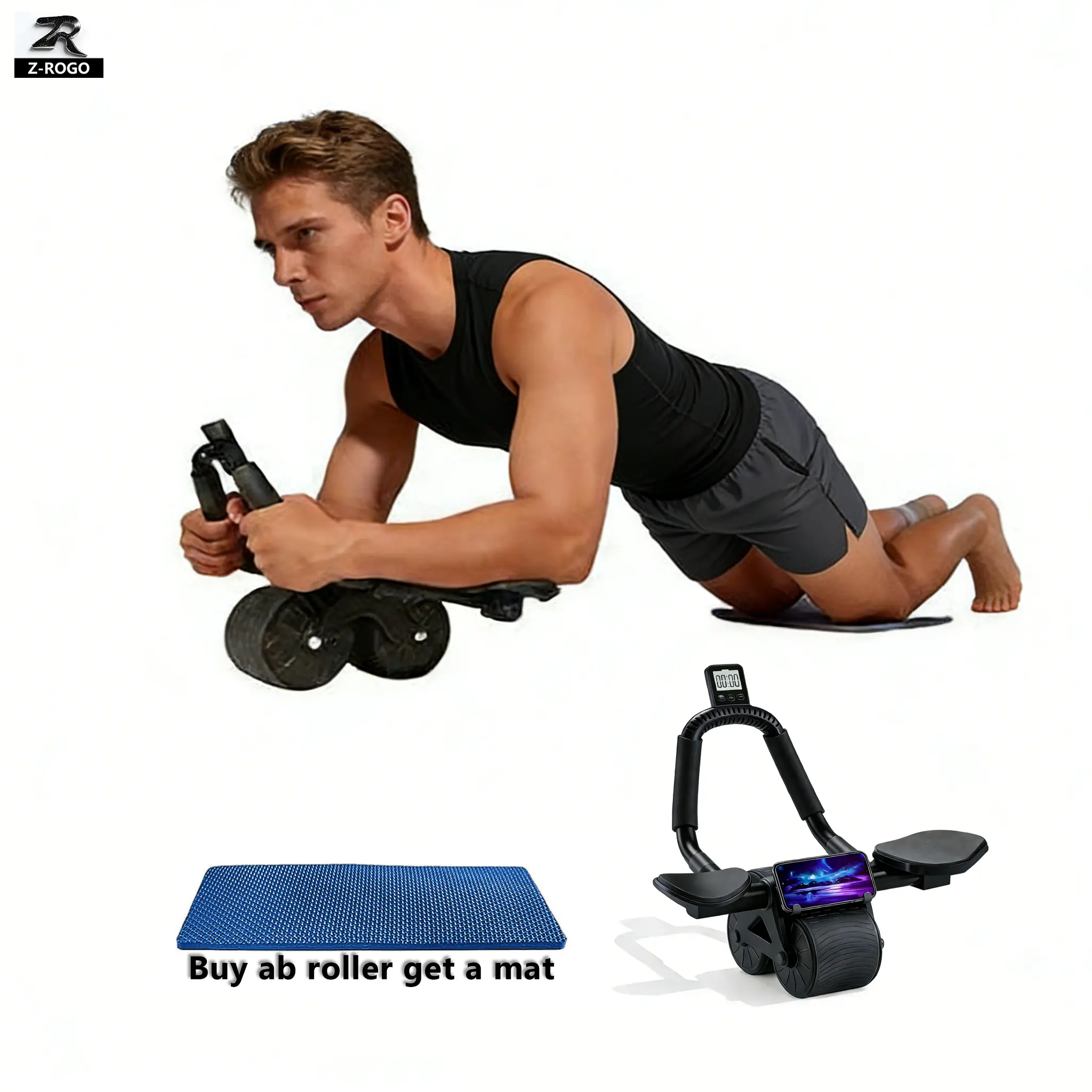 Automatic Rebound Ab Roller Wheel with Timer | Detachable Handle