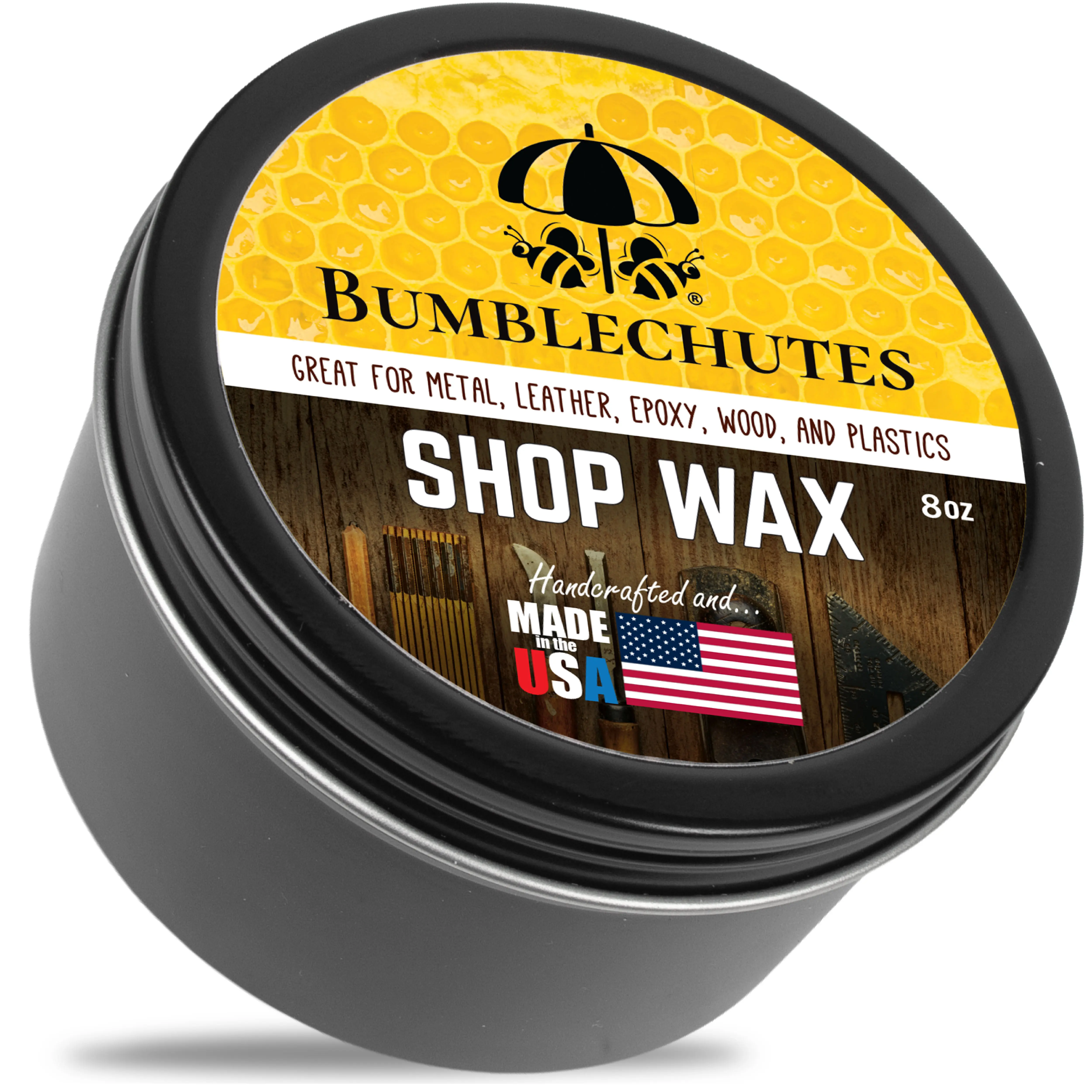 Bumblechutes All-Purpose Shop Wax - All Natural Metal and Wood Wax Finish Paste for Woodworkers, Carnauba Beeswax Wood Polish for Epoxy, Plastic, Metal, Leather, Furniture & Workshop Tools - 8 oz