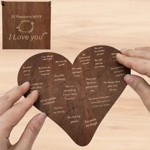 20 Reasons Why I Love You Wooden Puzzle Gift Box, Romantic Heart Craft Gift for Him/Her – Valentines, Anniversary Wedding Gifts for Boyfriend, Girlfriend, Husband, Wife