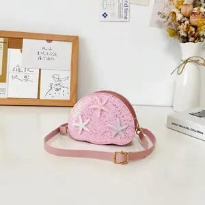 Seastar Sequin Children's Shell Shoulder Bags Sweet Princess Baby Girls Crossbody Bag Cute Portable Kids Mini Clutch Coin Purse