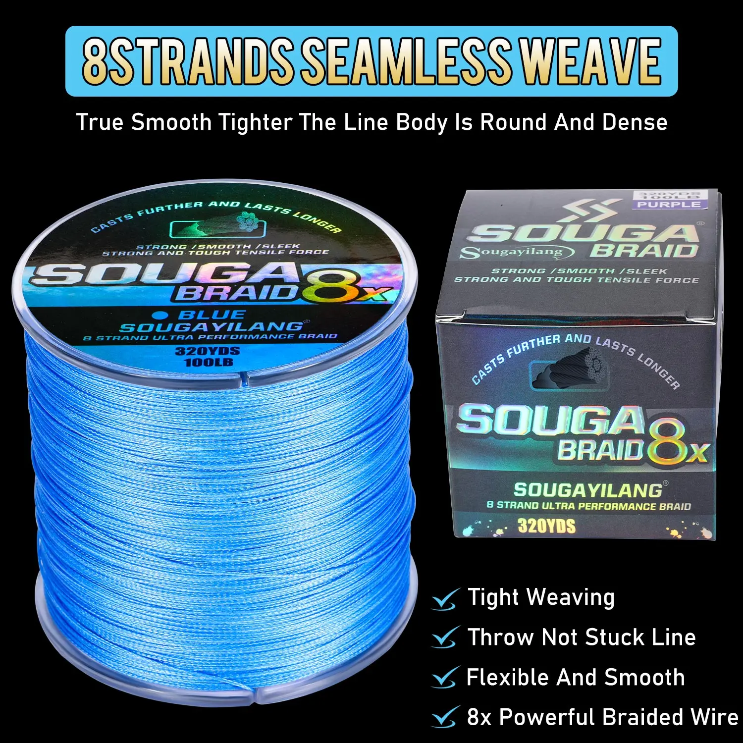 Sougayilang Super Tough Braided Fishing Line 8 Strands, 10lb - 100lb Braid Lines, 320 Yards Super Sleek & Smooth Fishing Line for saltwater & freshwater - TikTok Shop Sougayilang Super Tough Braided Fishing Line 8 Strands, 10lb - 100lb Braid Lines, 320 Yards Super Sleek & Smooth Fishing Line for saltwater & freshwater - TikTok Shop