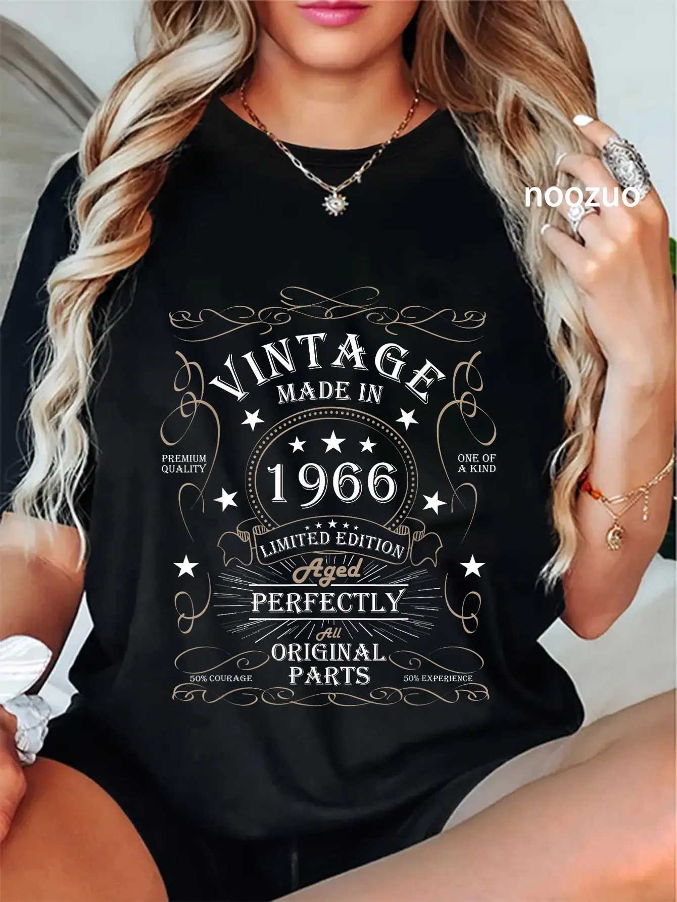 Women's 1966 Vintage Graphic T-Shirt, Retro 58th Birthday Limited Edition Gift, Casual Cotton Short Sleeve Round Neck Top, Shortsleeve, Everyday, Birthday-Ready Tee With Retro Charm, 100% Cotton Women's T-Shirts