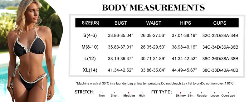 ANRABESS Sexy Bikini Sets for Women Ruffle Trim Two Piece Swimsuit 2026 Summer Bathing Suit Halter String Triangle Swimwear