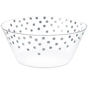 Silver Polka Dot Large Plastic Serving Bowl