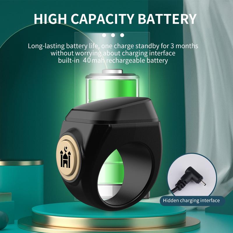 Smart Prayer Beads Ring with Timer, APP-Connected and Waterproof Electronic Counter, Ideal for Muslim Prayers and Daily Worship