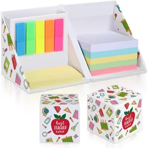 Teacher Appreciation Gifts Sticky Notes Organizer with Pen Holder 3-in-1 Memo Pad Set Portable Desk Organizer with Stationery  for End of Year School Office  Supplies Coworker