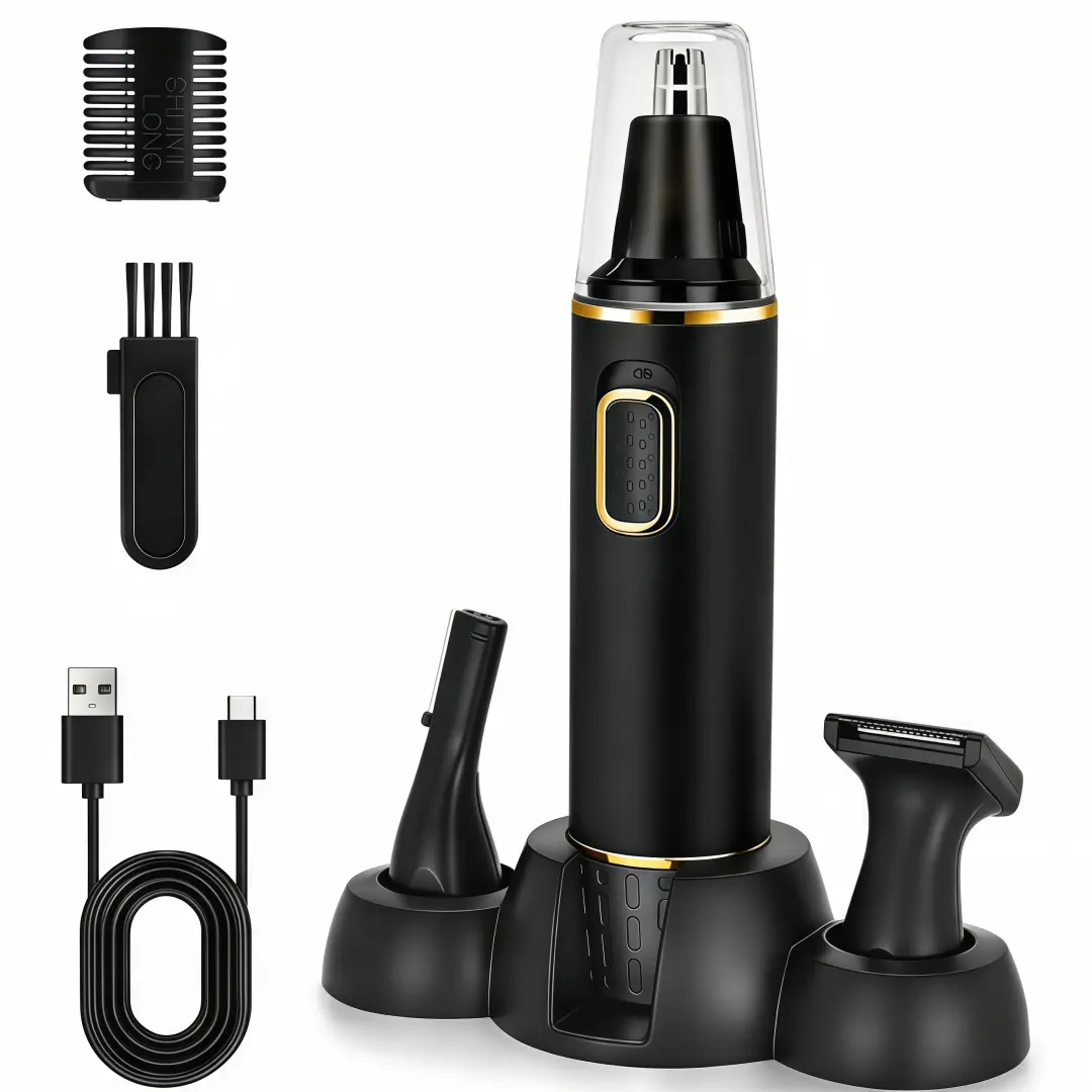 LMMAKE 1PC Men's Nose & Ear Hair Trimmer - Cordless Rechargeable 3-in-1 Multifunctional Painless Hair Removal Solution with Dual-Edge Blades, Cordless Rechargeable Trimmer