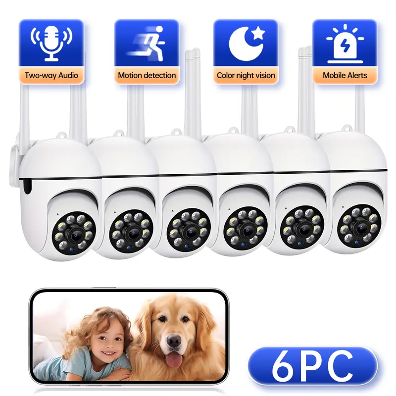 【JOOAN 1080P FHD Home Smart Security Camera】Color night vision, BT/WiFi, 360° PTZ, Motion Detection, Two-Way Audio, 2.4G WiFi, 24/7 Live View, Home Pet Monitor, Remote Real-Time Monitoring
