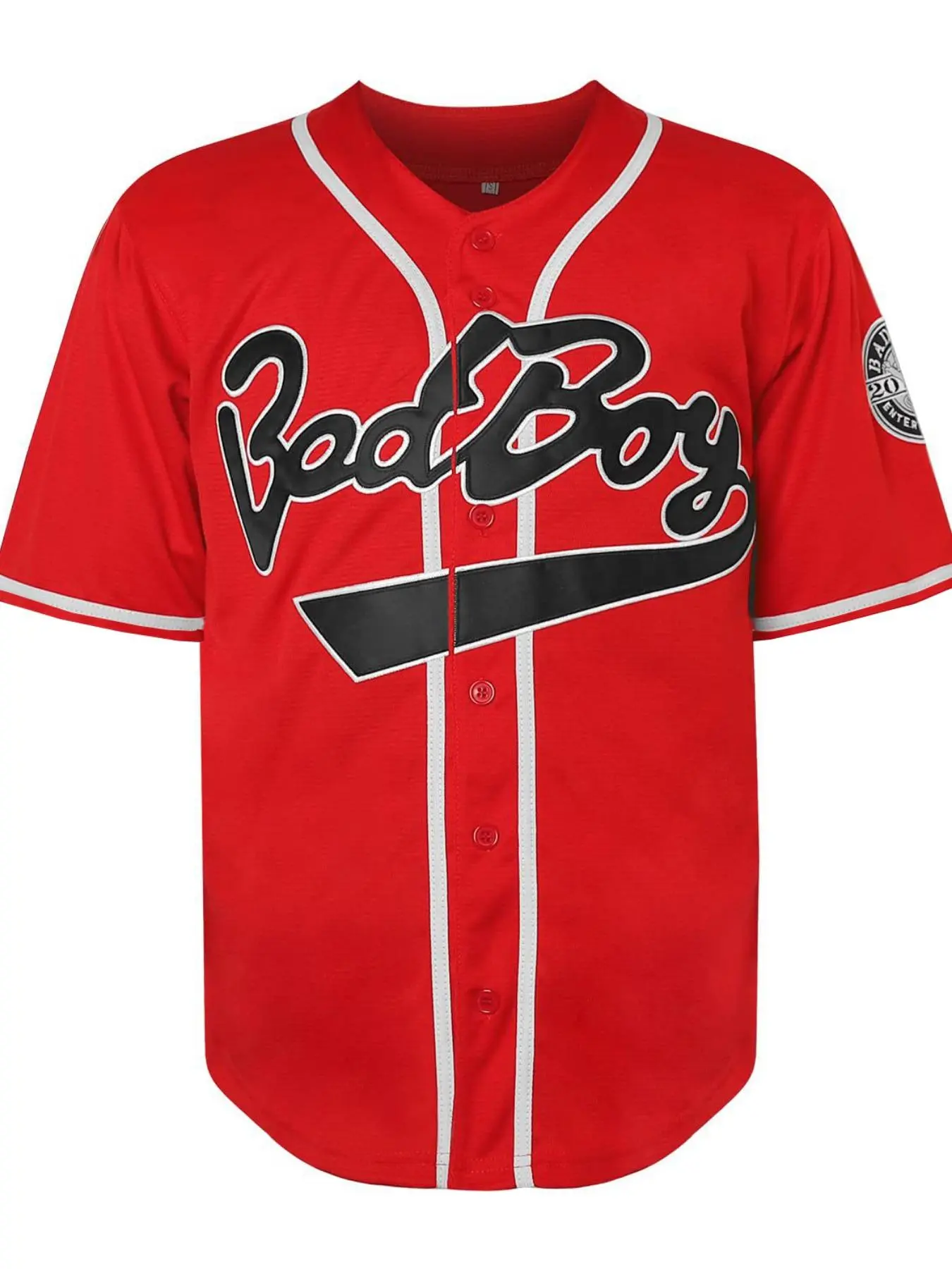 Men's Letter & Figure Patched Button Front Baseball Jersey, Jersey Tee, Jersey Shirts, Jersey Tops, Casual Loose Short Sleeve V Neck Baseball Top for Fall & Winter, Baseball Christmas Gifts
