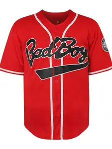 Men's Letter & Figure Patched Button Front Baseball Jersey, Jersey Tee, Jersey Shirts, Casual Loose Short Sleeve V Neck Baseball Top for Fall & Winter, Baseball Christmas Gifts