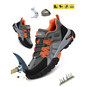 2026 casual color-blocked lace-up low-top safety shoes, breathable, lightweight, puncture-proof and pressure-resistant casual safety shoes, suitable for work and general safety use. Unisex