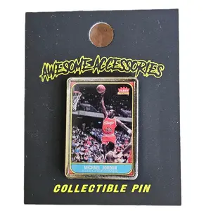 MJ rookie card Soft Enamel Pin Premium Gloss Finish Durable Customizable Options for Hats Backpacks and More High-Quality Material 1 to 1.5 Size Single or Double Back Pieces