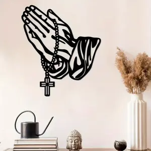 Prayer Cross Metal Cross Design Wall Art Religious Home Decor for Bedroom Living Room Office