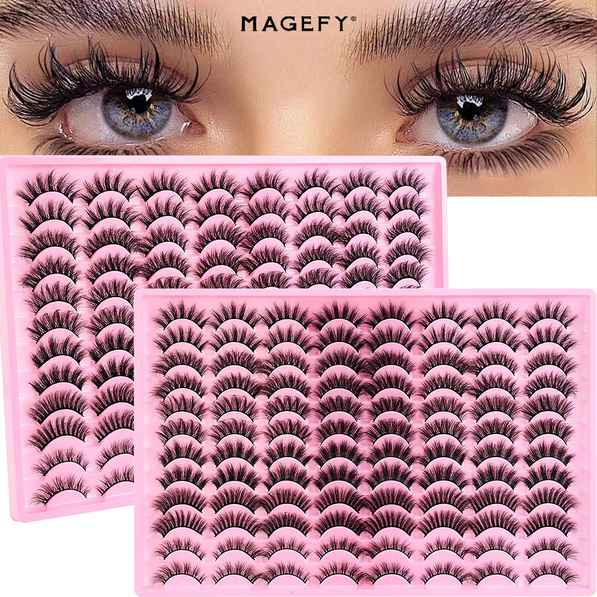 MAGEFY 96 Pairs Full Strip False Eyelashes, Fake Mink Soft Fiber Wispy Lash Extension, Dense Eye Lash for Makeup Cosmetic#DealsForYouDays#SummerWins