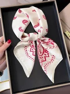 Ditsy Floral Print Square Scarf, Soft Comfortable Scarf for Women, Fashion Accessories for Daily Wear, Trendy All-match & Exquisite Scarf for Birthday Gift, Turban Hijab, Fashion Hair Scarves