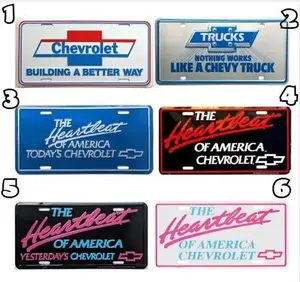 Chevrolet Heartbeat License Plate Collection – Retro Car Tag Set, Vintage GM Truck Accessories, Gift for Him – Lightweight Aluminum, Easy Install