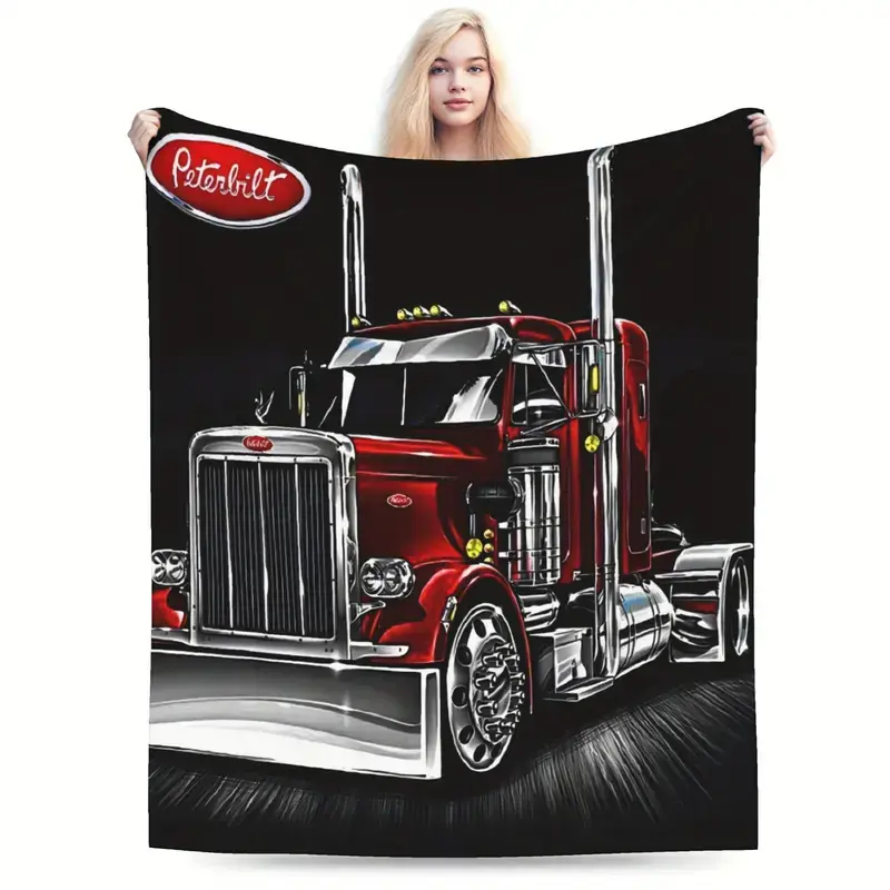 Peterbilt Cars Graphic Print Flannel Blanket - Creatively Designed Fabric Soft Comfi Blanket, Ideal for Living Room Use and Gifting, Cars Graphic Blankets, Comfi Blankets