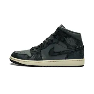 Women's AIR JORDAN 1 Mid "Distressed Smoke Grey" Sports Sneaker, Style Code FJ3448-001