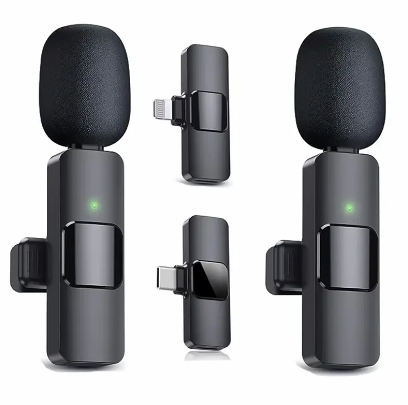 Wireless Lavalier Microphone Type-C and Lightning Port Rechargeable Wireless Microphone For Video Recording, Live Streaming, Interview, Vlogs