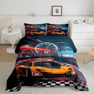 Race Car Comforter Set,Twin Full Queen King Size Racing Car Bedding Set,All Season Comforter,Extreme Sports Comforter Set,Cool Car Cozy Soft Duvet