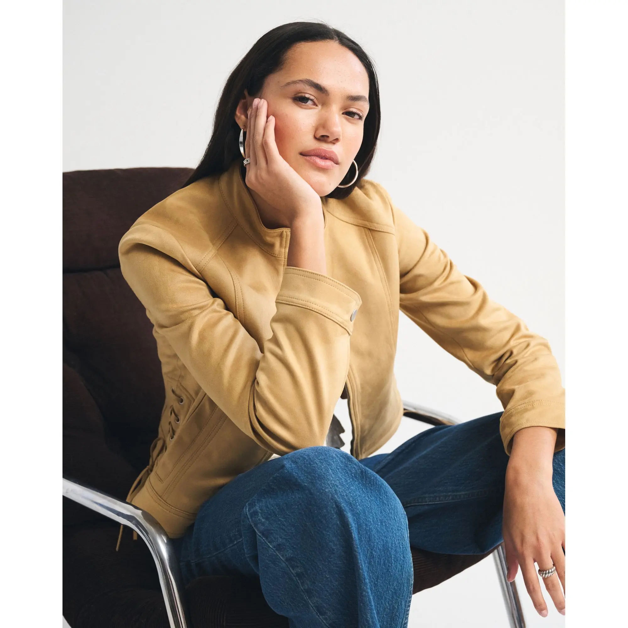 Abercrombie & Fitch Slim Vegan Suede Mockneck Jacket - TikTok Shop